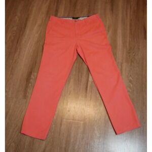 Black Brown 1826 Men Tailored Fit Chino Pants Coral Pink Cotton 34x32 Flat Front